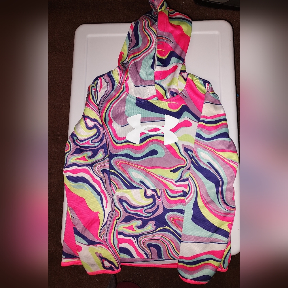 Under Armour Neon Swirl Pullover Hoodie - Pink, Navy, Lime, Purple - Size 6x